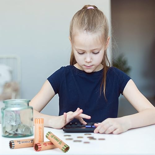 Miniatura 2 de Envoltorios de monedas preformados, 100 unidades de rollos de monedas surtidos para envoltorios de monedas de cuarto, centavo, níquel y centavo