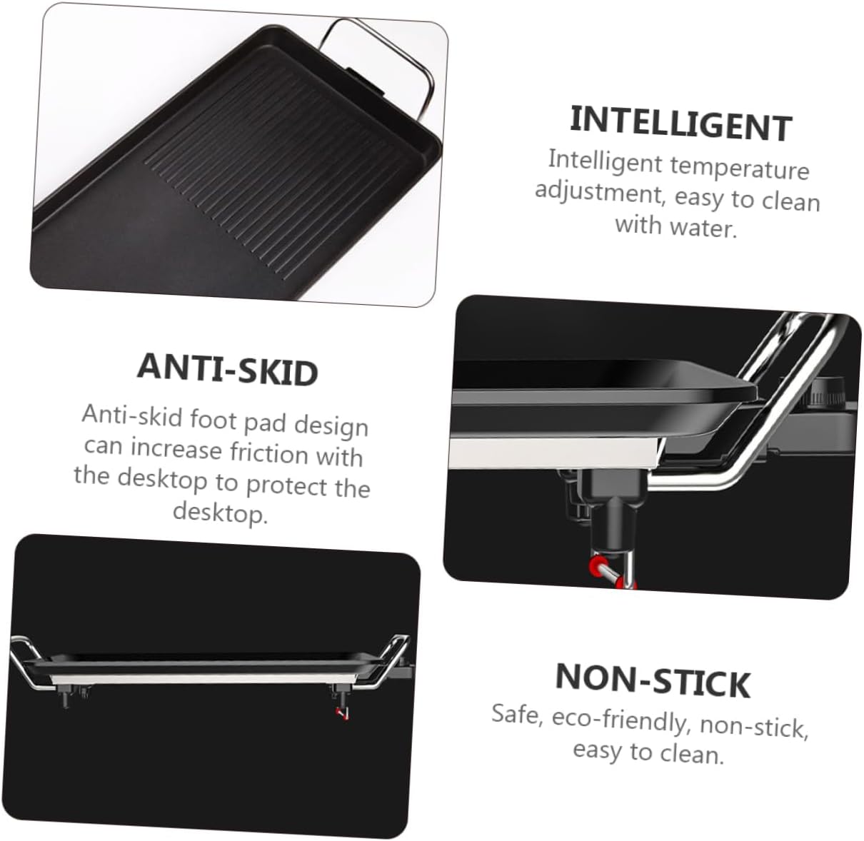 Unomor 1set Multi-function Electric Plate Non-stick Household Grill for Indoor Cooking Smokeless Design Easy to Clean for Family Gatherings