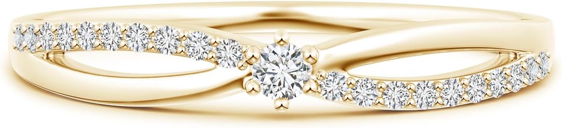 Lab Created Diamond Split Shank Promise Ring in 14k Solid Gold/Silver (0.14 ctw, H Color & SI2 Clarity)