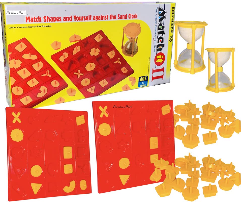 Miniature Mart Match Shape Yourself Against The Traditional Clock, Learning & Educational Shape Sorting Board Games for Kids | 2 Player