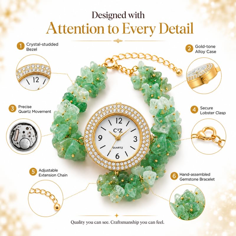 Image of Inspired Natural Gemstone Bracelet Watch for Women