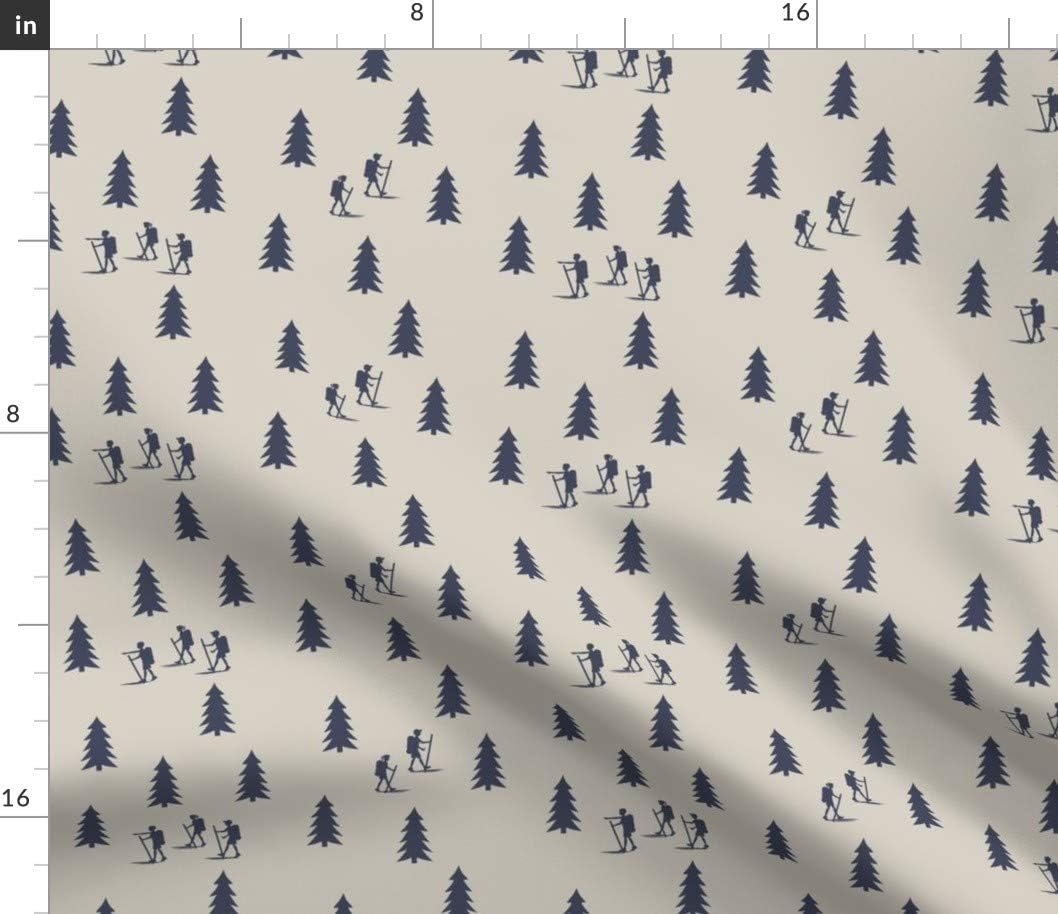 Spoonflower Fabric - Walk Woods Beige Adventure Camp Hiking Outdoors Camping Forest Printed on Petal Signature Cotton Fabric Fat Quarter - Sewing Quilting Apparel Crafts Decor
