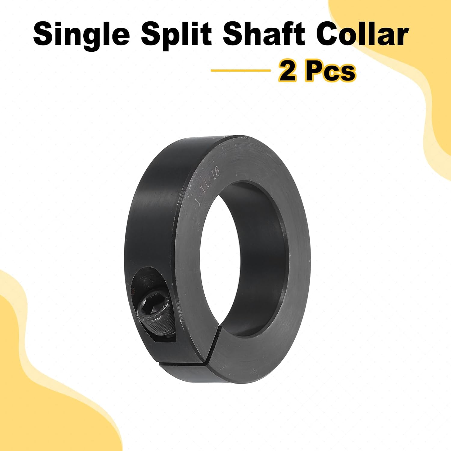 uxcell 2pcs Single Split Shaft Collar 1-11/16" Bore One-Piece Clamping Collar, 2-3/4" OD, 11/16" Thickness, Black Oxide Steel Set Screw Lock Collar Clamp
