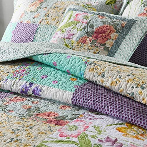 NEWLAKE Bedspread Quilt Set with Real Stitched Embroidery, Classic Floral Pattern,King Size - Thumbnail 3