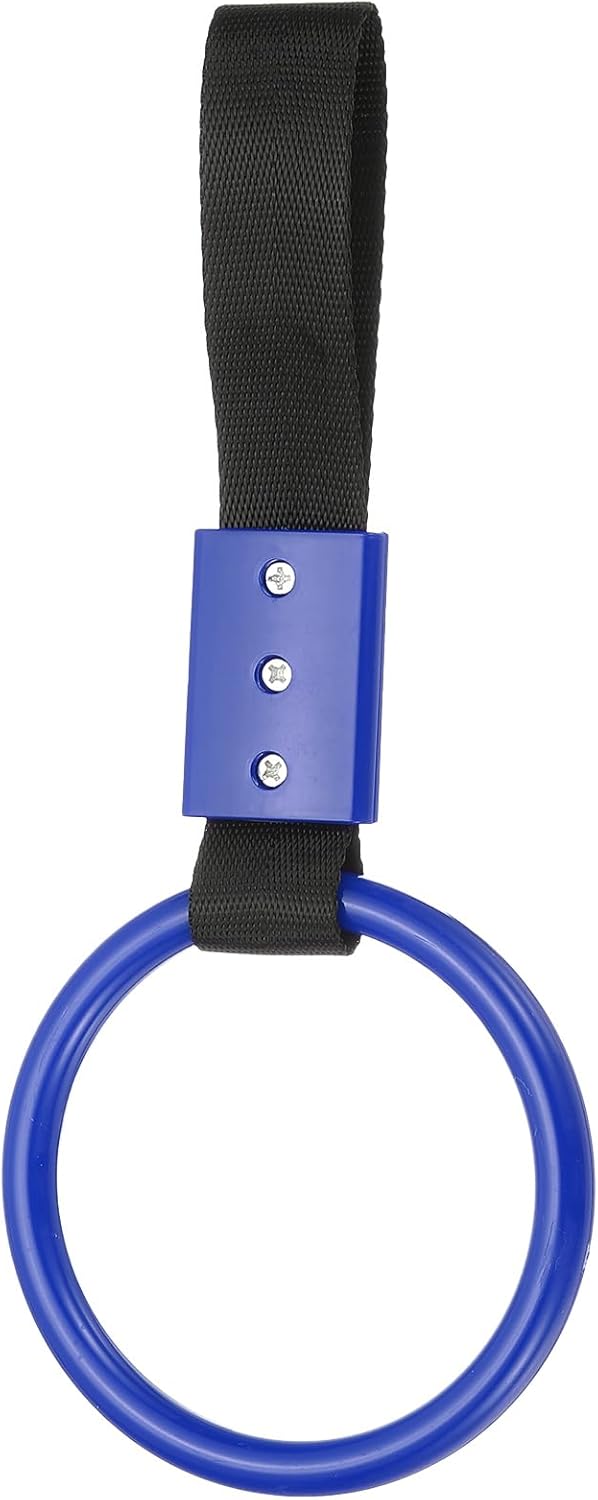 PATIKIL 1Pcs Circle Shaped Shaped Car Handle Straps, Car Hanging Accessories Bumper Warning Ring Drift Charm for Auto Decor Interior Exterior Decoration, Blue