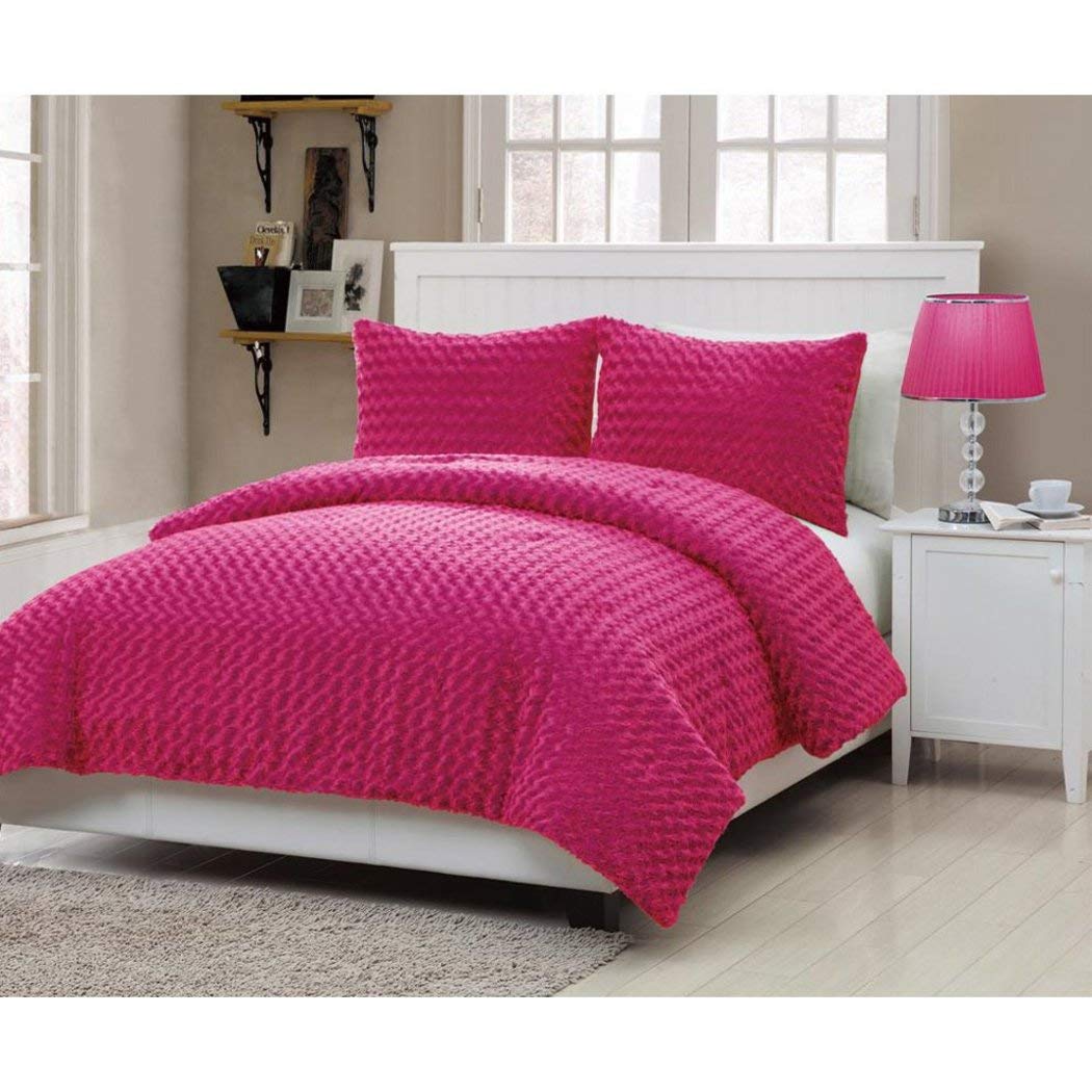VCNY Rose Fur 2-Piece Comforter Set, Twin, Pink