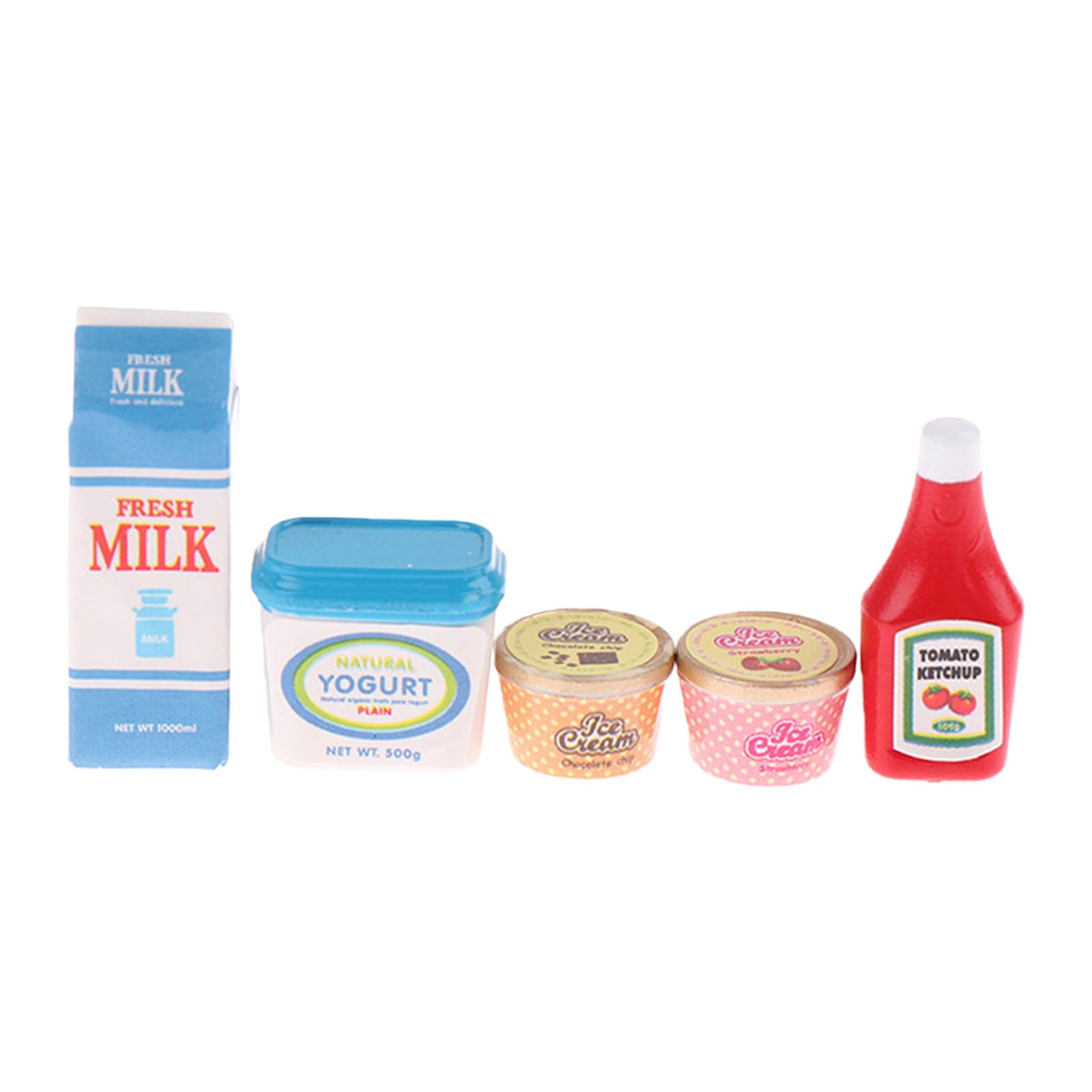 5Pcs Safe Resin Miniature Play Food Ketchup Ice Cream Yogurt Figurine for Imaginative Play Doll House Accessories Collectible Miniatures — view 7