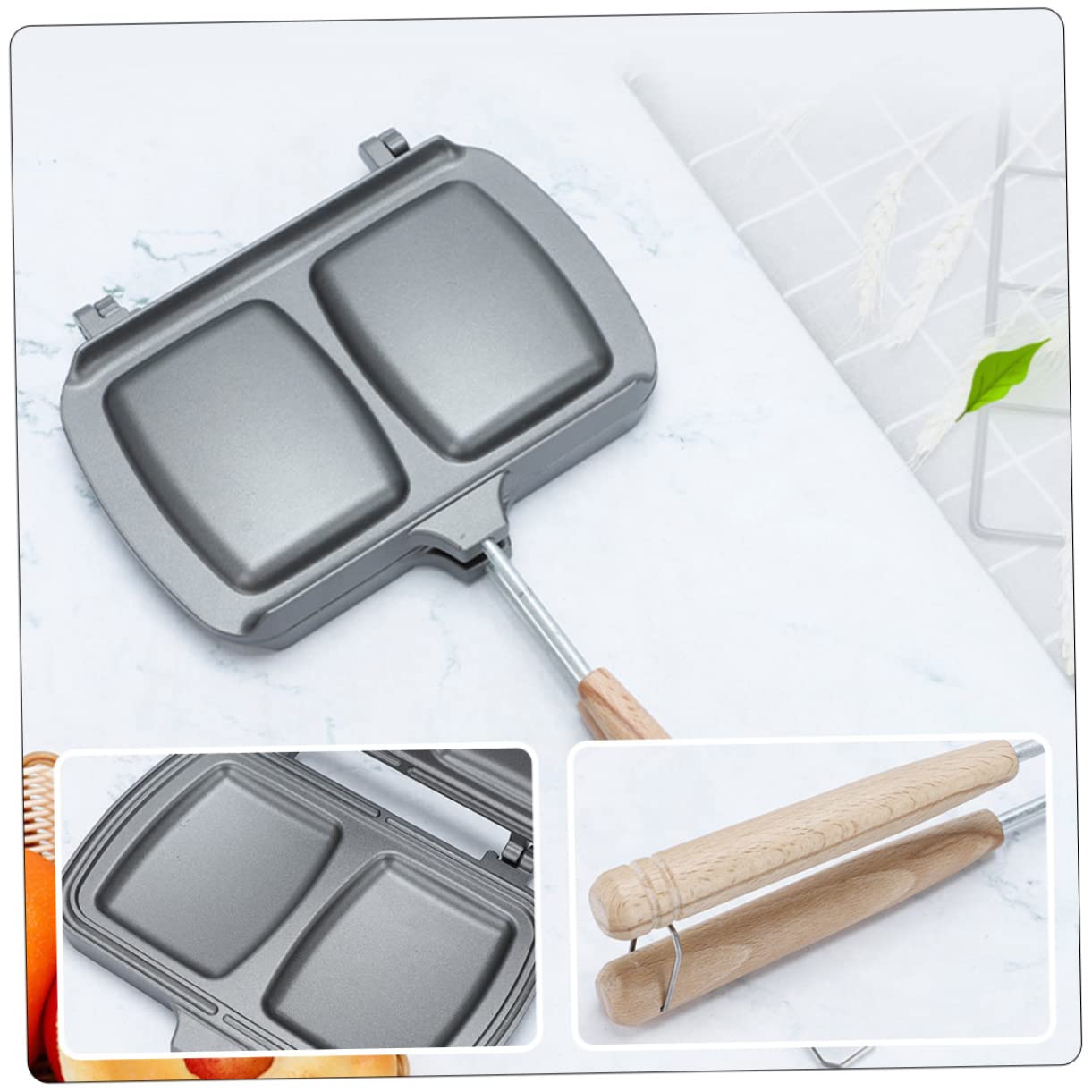 Padella in Lega di Alluminio Doppia Faccia Grill Rimovibile Antiaderente Adatta per Famiglie e Campeggio, per Tostapane e Sandwich