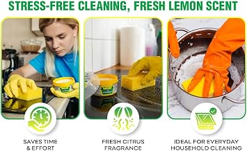 Topest All-Purpose Cleaning Paste [500 G] | with Degreaser Sponge | Suitable for Kitchen, Oven, Tiles, Bathroom, Stainless Steel, Stoves, Grease and Scale Cleaning