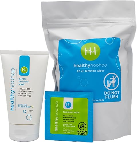 healthy hoohoo Paquete de toallitas femeninas suaves y envueltas individualmente, ingredientes orgánicos, pH equilibrado, sin fragancia, sin