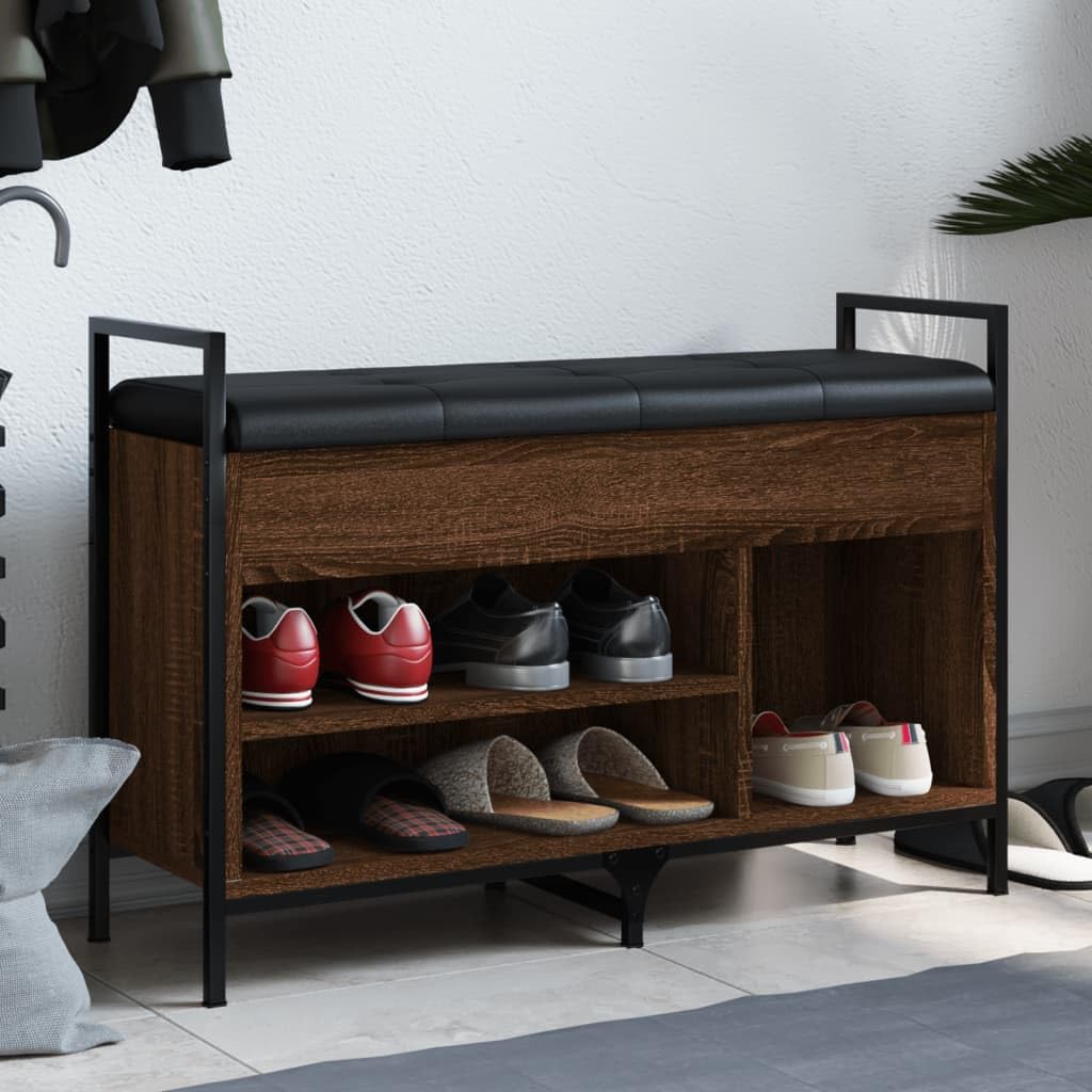 Banc à chaussures robuste en bois et métal au design élégant et durable