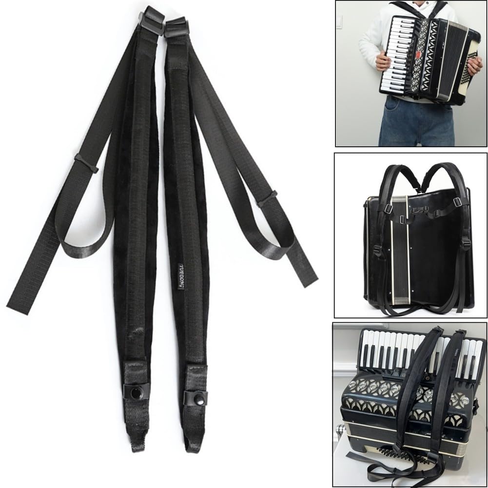 Sangle d'accordéon confortable en nylon avec ajustement réglable pour accordéons de 48/60/120 basses, design léger (8-48 basses)