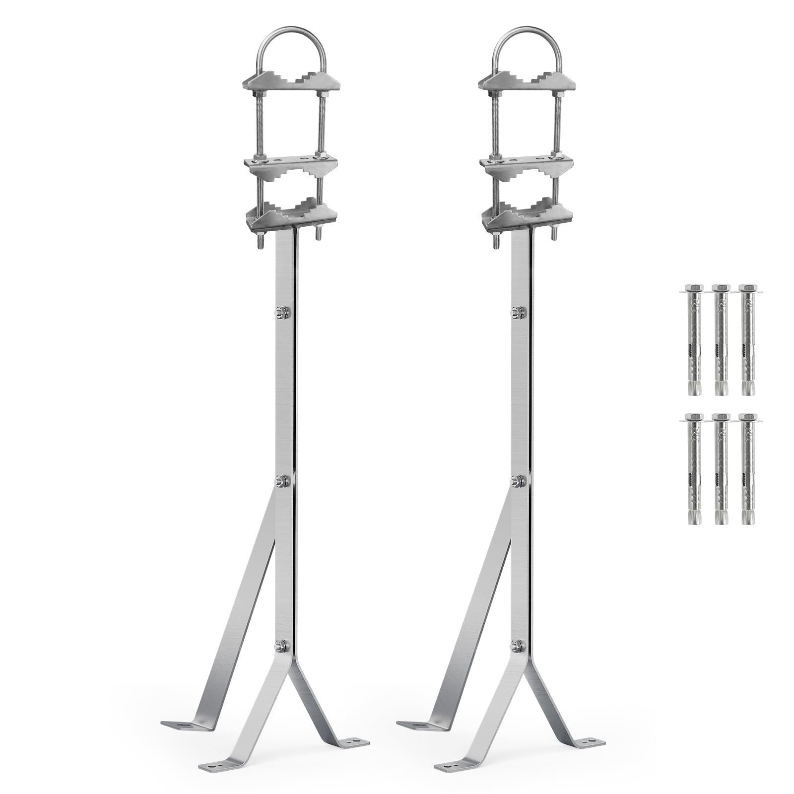 24 Inch Antenna Wall Mount Stainless Steel Stand Off Wall Mast Mount Clamps Windproof Antenna Mounting Bracket (24 inch(Pole to Pole))