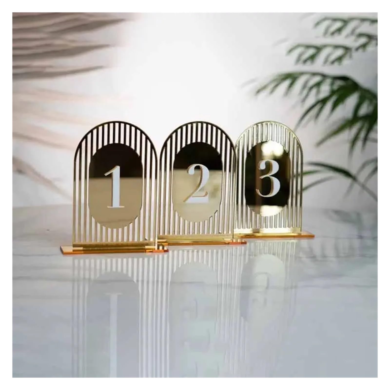 VHcgCGJ Table number holder, Gold Mirror Table Number Arch Numbers Gateway Double-layered(Gold,Table 1 15)
