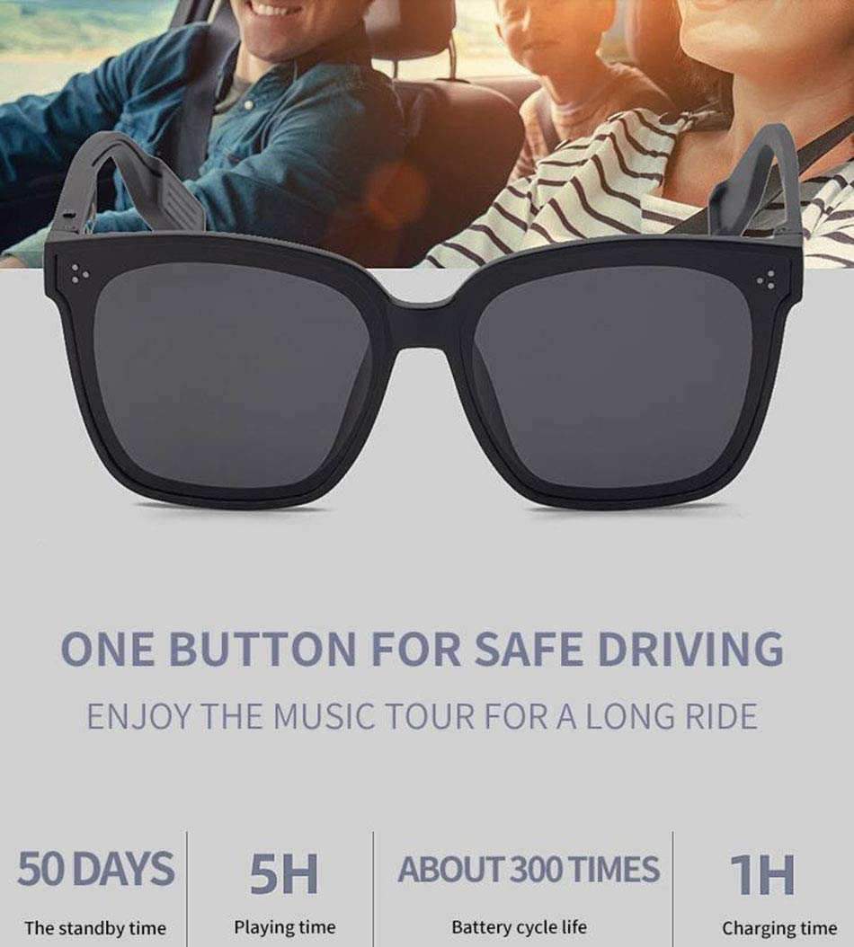 Gafas de sol Bluetooth inteligentes, altavoz de gafas de sol audio para escuchar música y hacer llamadas telefónicas, resistencia al agua y protección completa de la lente UV y compatible con to