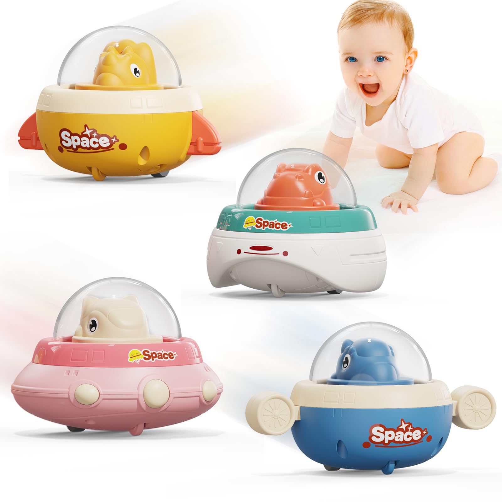 Dinosaur Toy Cars for Toddlers 1-3,4Pack Press and Go Cars Toys for Ages 0-2,1 Year Old Boy Toys Dino Car,Stocking Stuffers Gifts for Baby Toddler,1st Birthday Gifts for 1 Year Old Boy