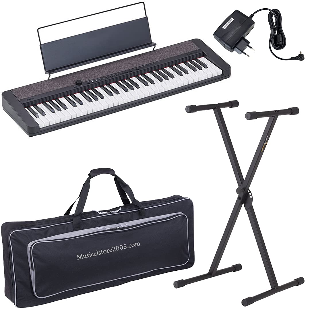 MusicalStore2005 Kit Tastiera 61 Tasti per Casio CT-S1 Black, Inclusi Borsa Imbottita a Tracolla, Stand e Alimentatore - Ideale per Bambini e Studenti
