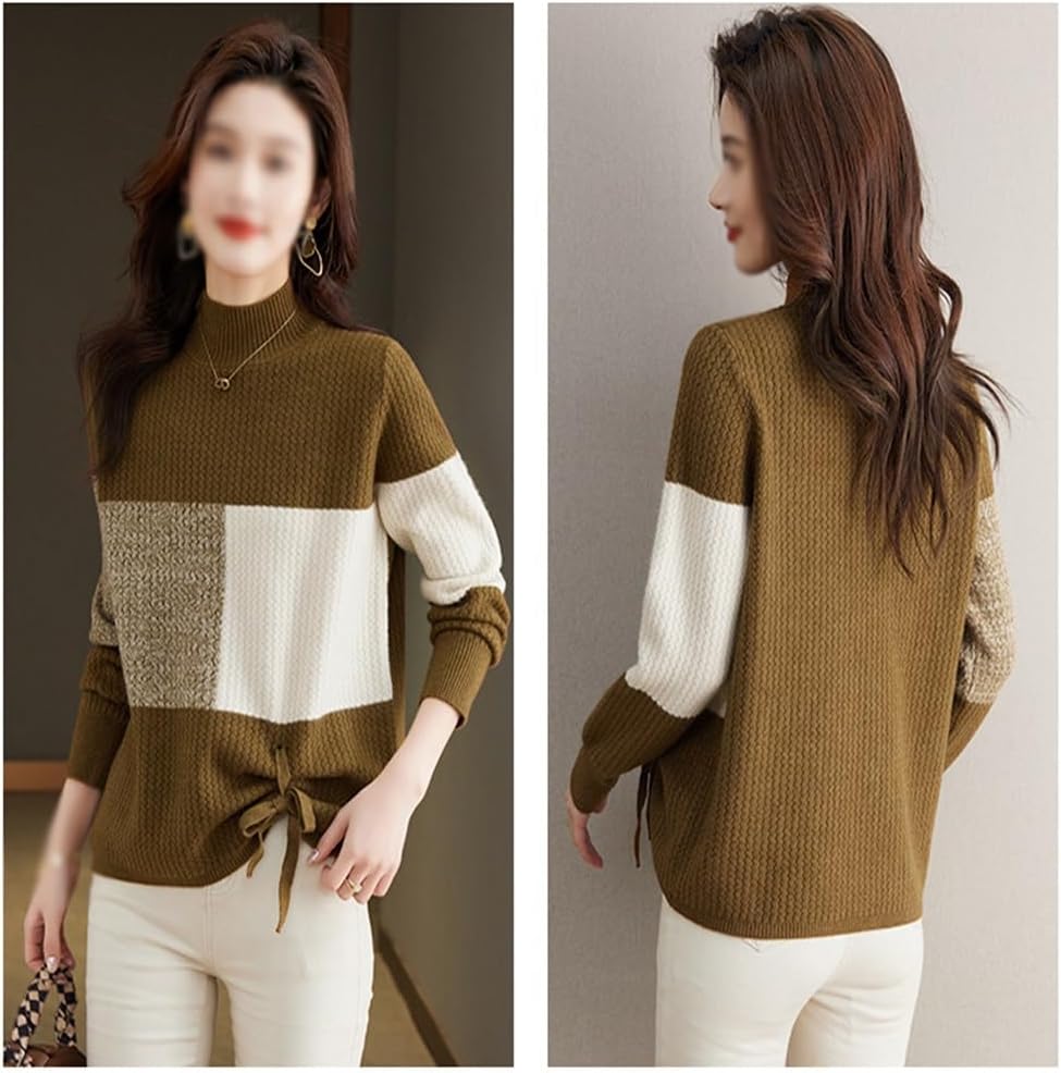 Half High Necked Top with A Trendy Base Gradient Color Sweater Women's Short Inner Outfit