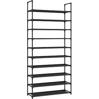 SONGMICS 10 Tier Narrow Metal Shoe Rack 28cm x 83cm x 173cm