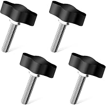 4 Pcs Threaded Thumb Screw, 1/4"-20 x 1 Black Adjustable Tee Wing Aluminum Knob Stainless Steel Standard/Coarse Thread