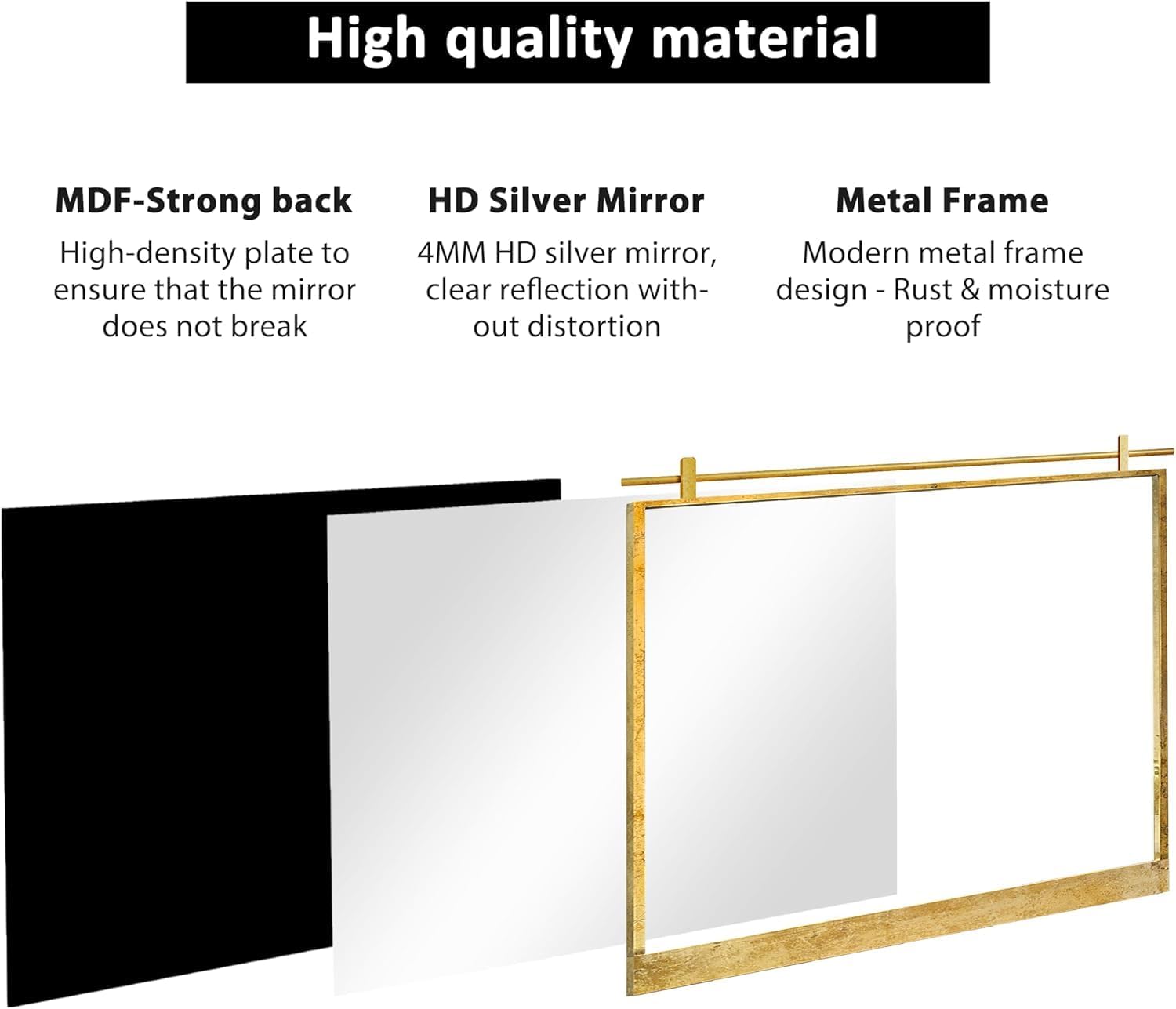 Large Gold Bathroom Mirror - 28" x 40" Brushed Gold Mirrors Rectangle Metal Framed, Barn Door Farmhouse Vanity Mirror for Bathroom Bedroom Entryway Home Wall Decor