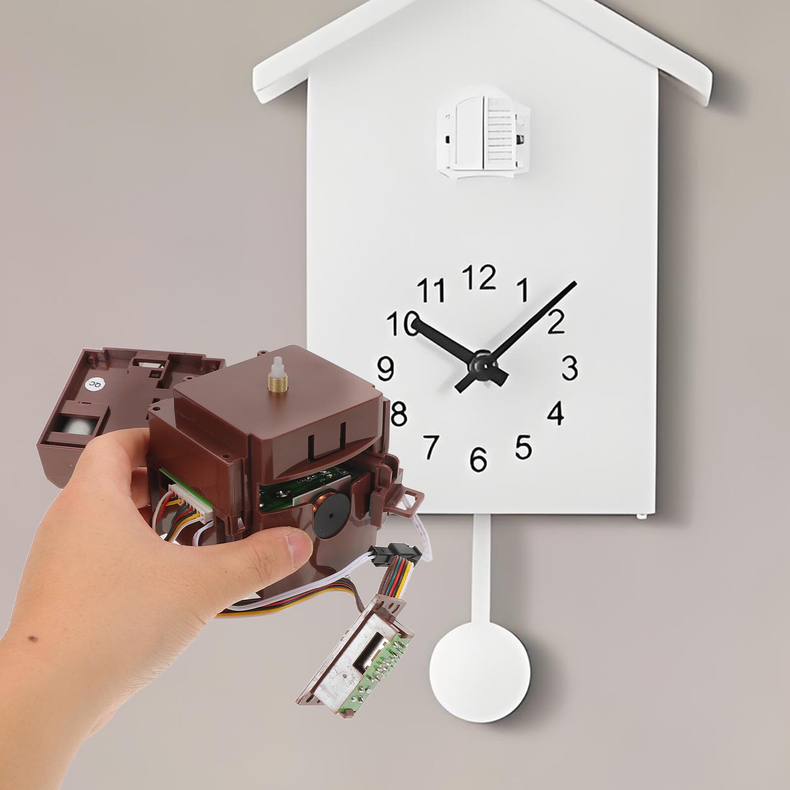 Ciieeo Mécanisme D’Horloge à Coucou à Quartz Contrôle Lumineux et Sonore Pièce Détachée pour Horloge Murale Ancienne Fonction Musique et Sonnerie Intégrée Remplacement Précis et