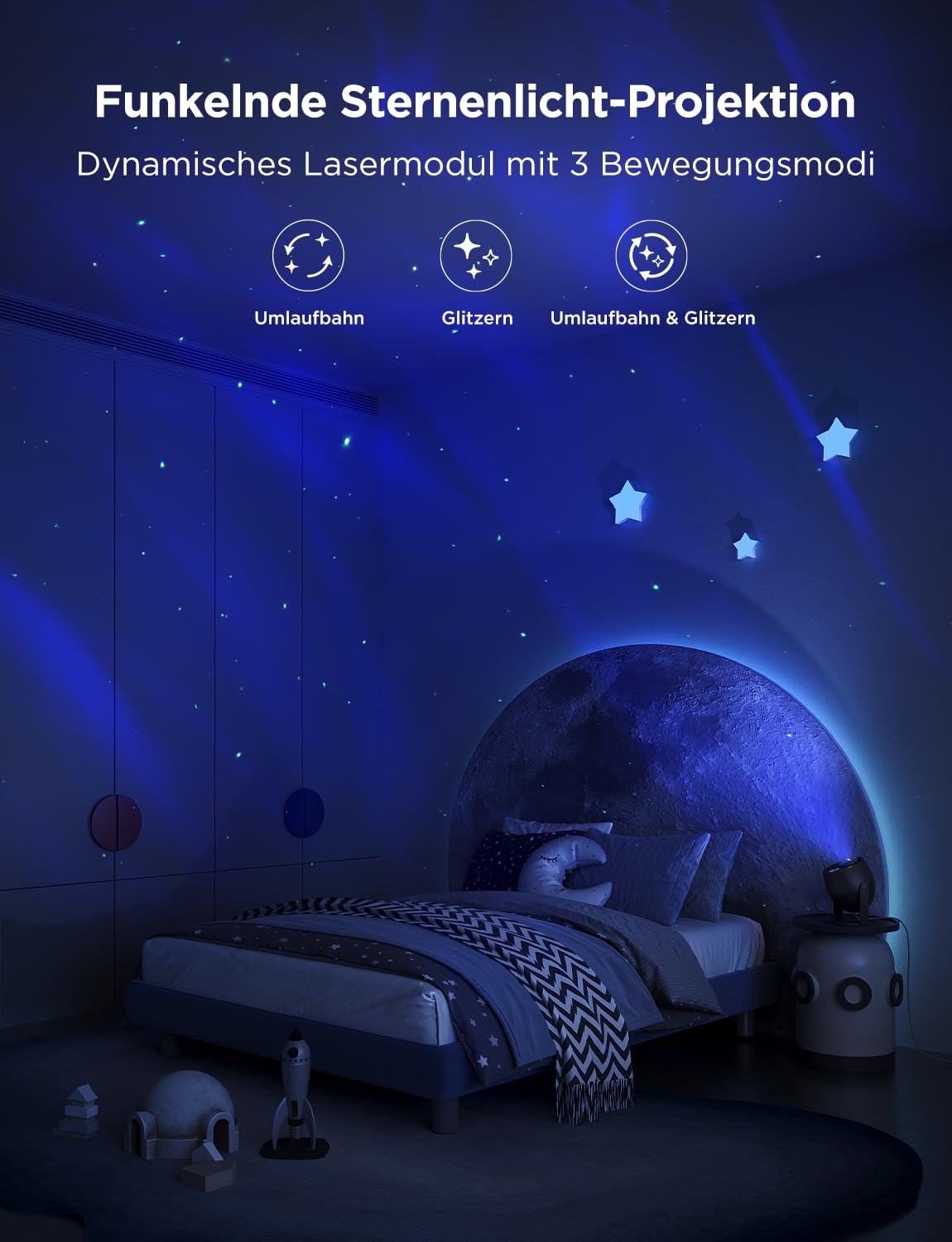Govee LED Sternenhimmel Projektor, RGBW Aurora Lampe mit 52 Szenen, Timer, 18 White Noise, Alexa Matter Kompatibel Polarlicht Lampe, Smart Galaxy Sternenprojektor für Kinderzimmer Schlafzimmer Deko