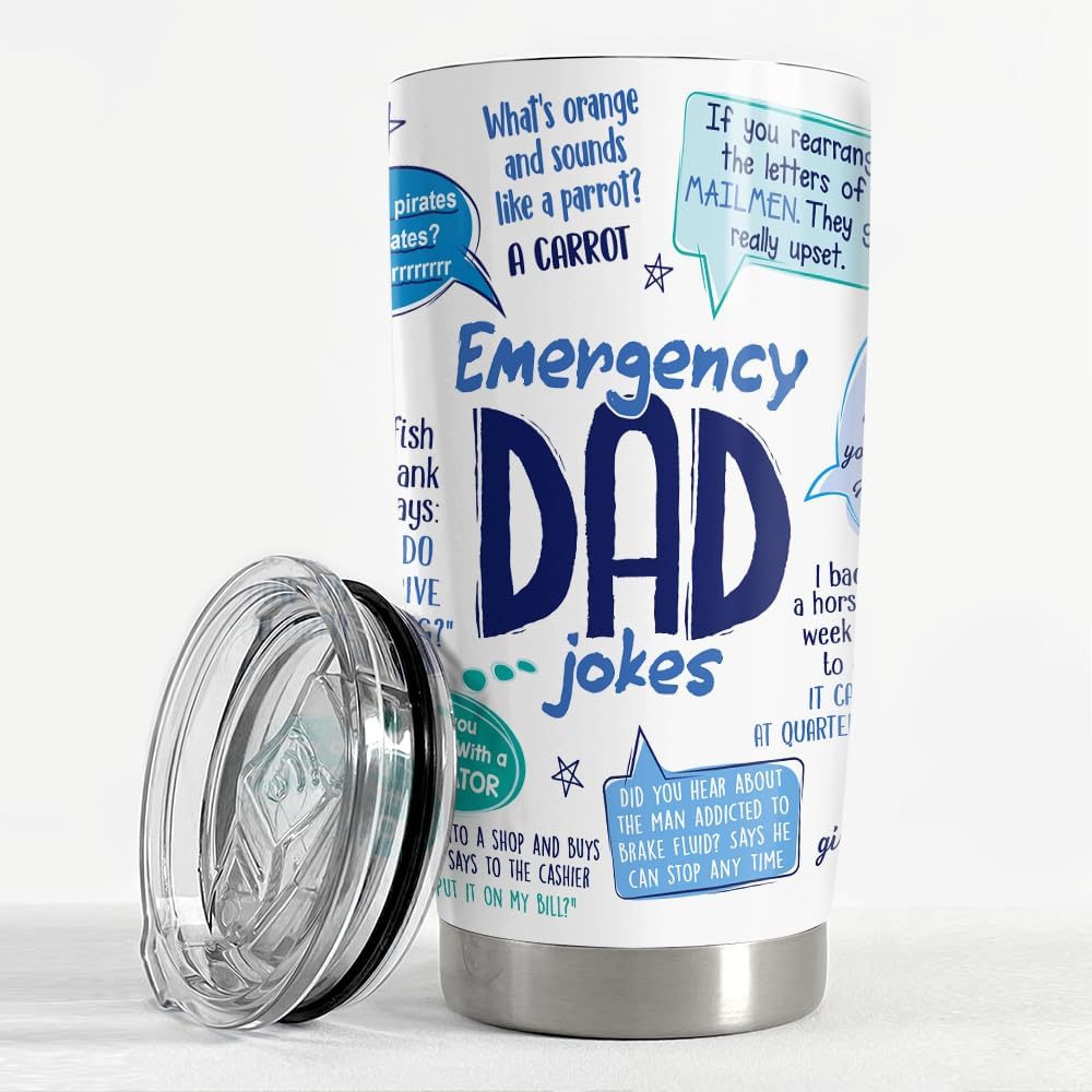 SANDJEST Tumbler For Dad 20oz Dad Jokes Stainless Steel Insulated Tumblers Coffee Travel Mug Funny Cup Gift for Dads Father Papa Birthday Christmas - Image 3