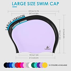 Large Long Hair Swim Cap with Extra Room for Women Men, Silicone Swimming Cap for Long Thick Hair with Ear Plugs Nose Clip Set, Adult Waterproof Swim Hats Bathing Caps to Keep Hair Dry(Sky Blue)
