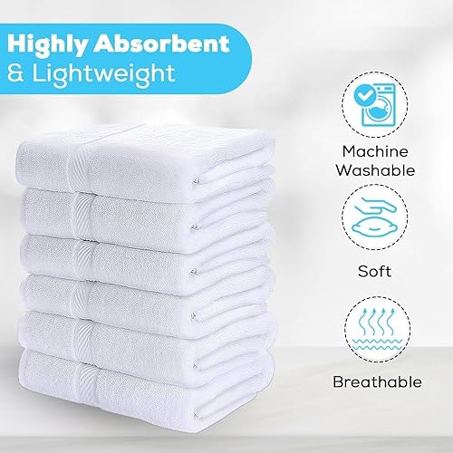 Vista 9 de SIMPLI-MAGIC Juego de algodón, toallas, 24x46, blanco, 6
