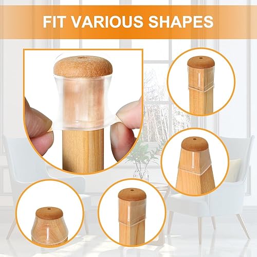 Miniatura 22 de 24 protectores de suelo para patas de silla para suelos de madera dura, cubiertas de silicona para proteger suelos de baldosas de madera, parte