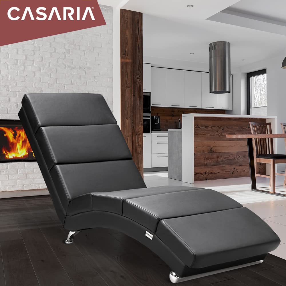 Casaria® Poltrona Chaise Longue 186x89x55 cm Lettino Sdraio Ergonomico in Tessuto Imbottito Portata 180 kg Soggiorno Ufficio Interno Reclinabile Lettura