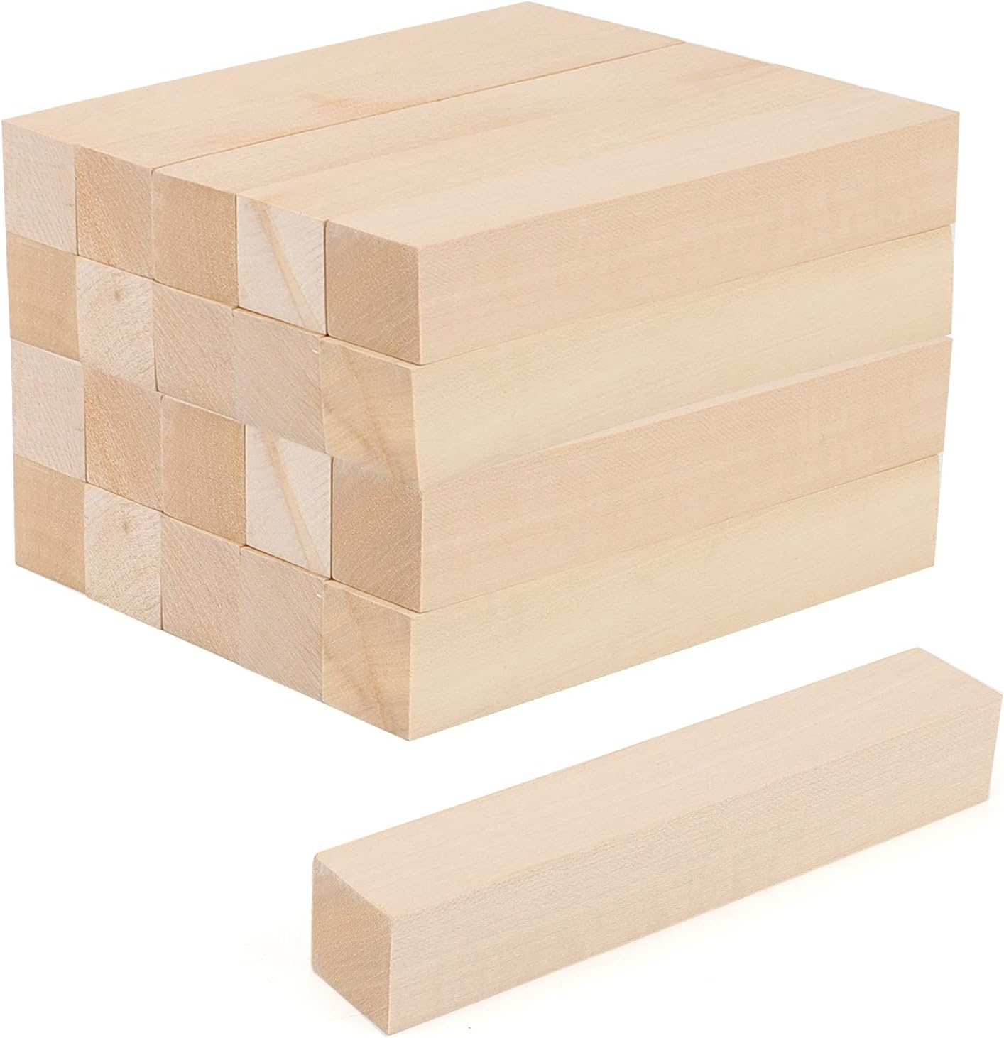 JAPCHET 20 PCS 6 x 1 x 1 Inch Basswood Carving Blocks, 15x2.5x2.5cm Natural Whittling Blocks Unfinished Basswood Blocks for Beginners Carving, Crafting and Whittling