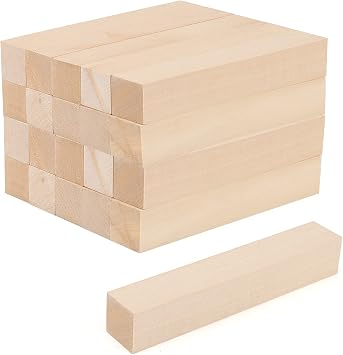 JAPCHET 20 PCS 6 x 1 x 1 Inch Basswood Carving Blocks, 15x2.5x2.5cm Natural Whittling Blocks Unfinished Basswood Blocks for Beginners Carving, Crafting and Whittling