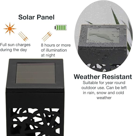 Modern Home Set of 6 Solar Powered LED Path Lights - Modern Deco Design - Light Up Walkway or Use as Luminary