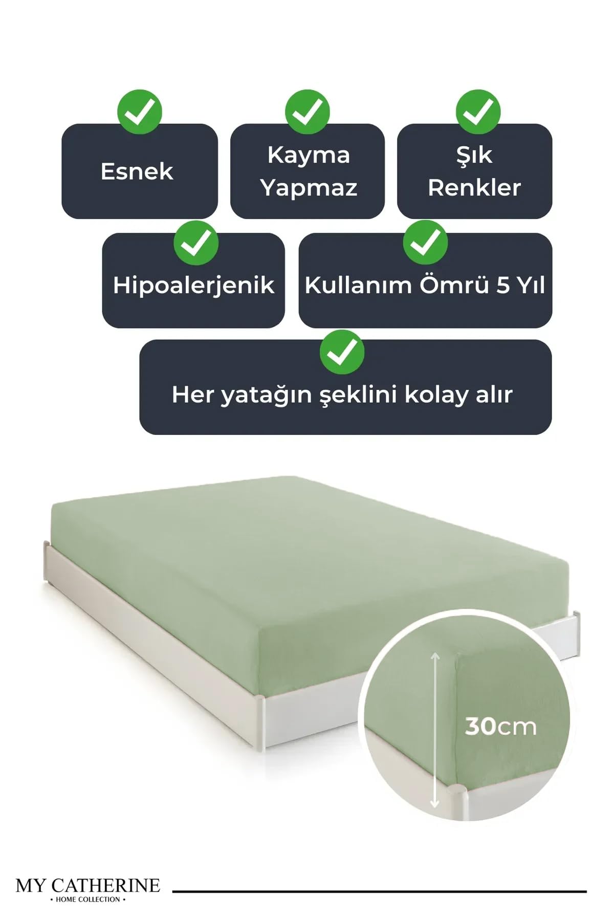 My Catherine Lastikli & Hipoalerjenik Çarşaf |%100 Pamuk Çarşaf Penye Kumaş | Tek-Çift Kişilik-Battal Boy Çarşaf -ADACAYI-120X200, LUXCARSAF