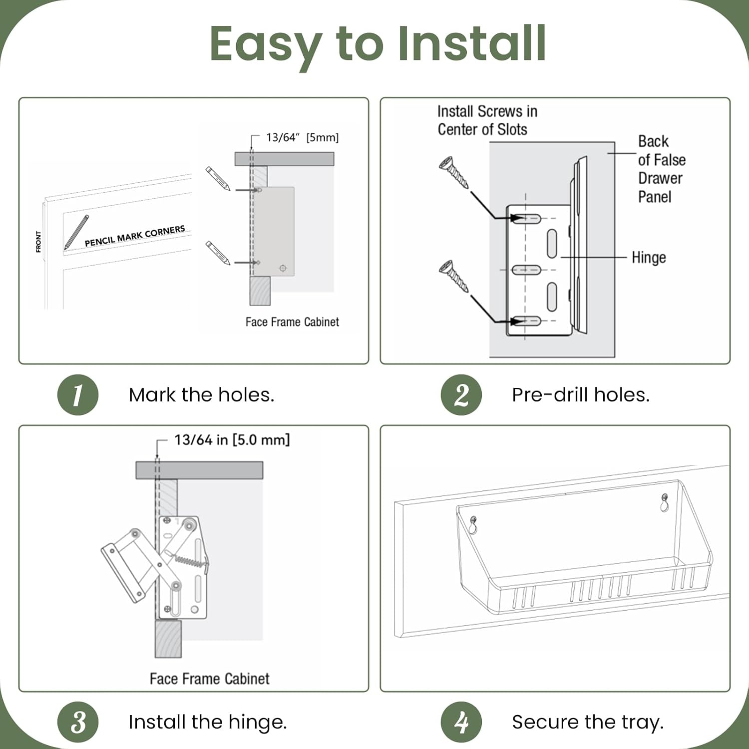 11" Soft Close Tip Out Tray for Sink, Fits Cabinet Opening 13" Wide and Larger, Easy to Install and Clean, Sturdy Steel Hinges, Smooth Spring Mechanism, Maximize Space of the Unused False Drawer Front