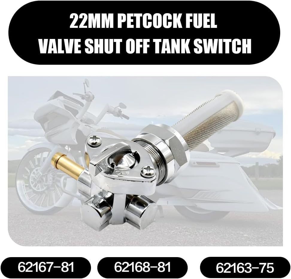 Fuel Valve Petcock 62167-81 Fits For Harley Davidson Sportster 1200 1000 883 Big Twin Dyna Electra Glide Fatboy Heritage Softail Springer Low Rider Tour Glide Road King 1975-UP 62168-81