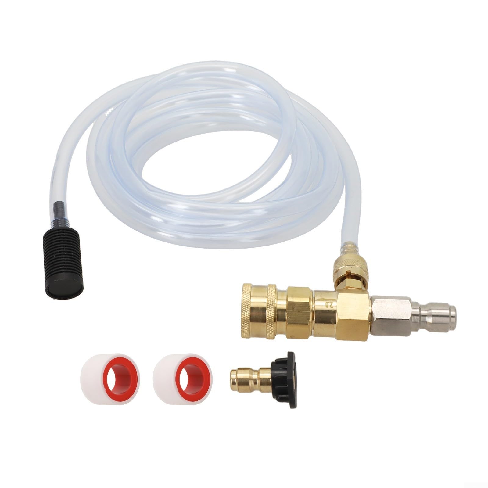 Kit de inyector de jabón para lavadora a presión con válvula dosificadora, conexión rápida de 3/8 pulgadas, 4000 PSI máximo para aplicación descendente