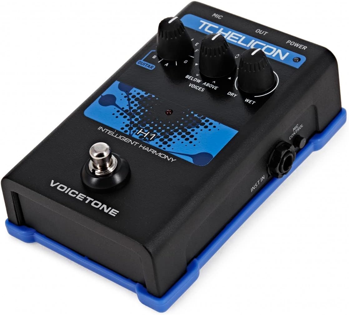 කෝණික view of the TC Helicon VoiceTone Single H1 pedal, showing the right side controls.