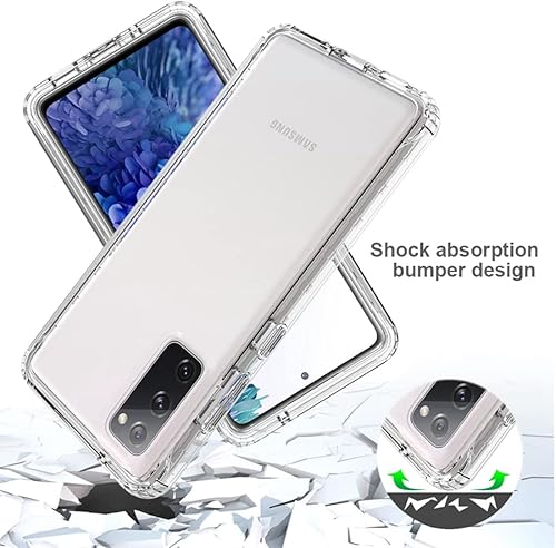 Miniatura 7 de Funda para Galaxy S20 FE, SM-G781U con protector de pantalla de vidrio templado, transparente 360 protección de cuerpo completo, carcasa dura + TPU