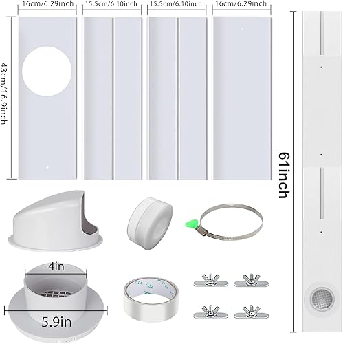 Miniatura 4 de Kit de ventilación para ventana de secadora Estoder para conductos de 4 pulgadas, kit de ventilación para ventana de secadora 17-61" ajustable con
