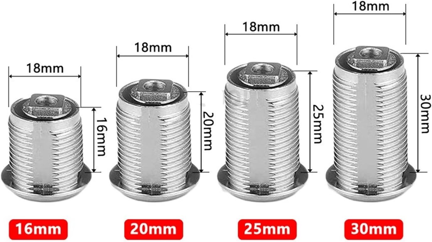 Security Lock 16/20/25/30mm Cabinet Cam Lock Furniture Door Frame Drawer File Cabinet Office Desk Letter Box Lock with 2 Keys 1Pcs(16mm)