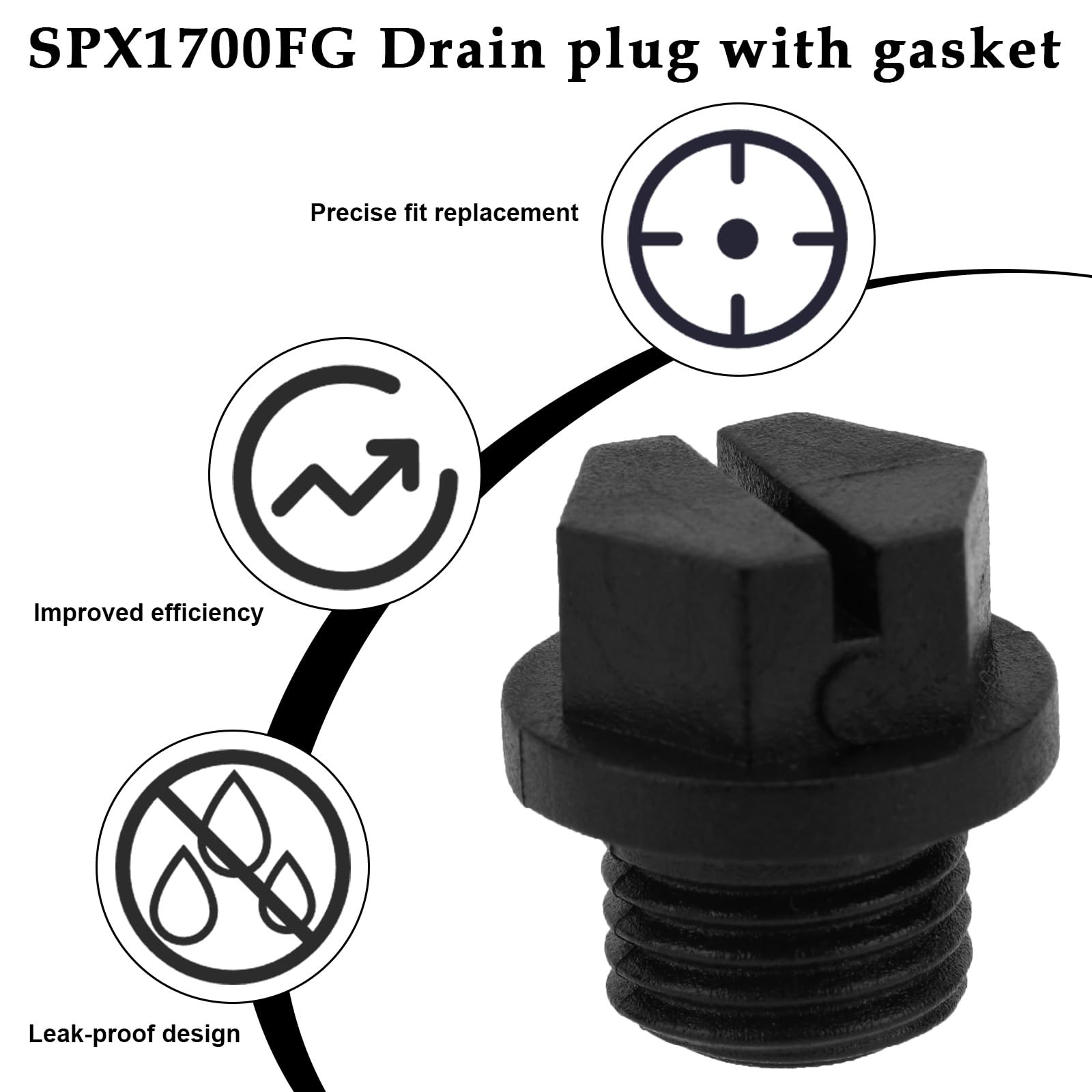 6szt SPX1700FG Korek Spustowy Basenu, Zastępczy Korek Pompy Basenowej Uszczelkami Kompatybilny z Hayward Super Pump/Power-Flo LX/Power Flo II/Max Flo