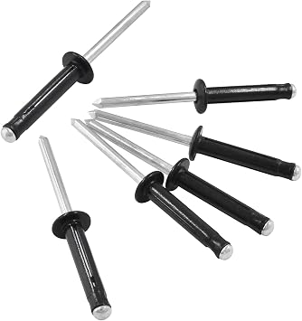 60 Pcs 3/16" x 1" Tri-Fold Exploding Pop Rivets, Aluminum Large Head Blind Rivets Black