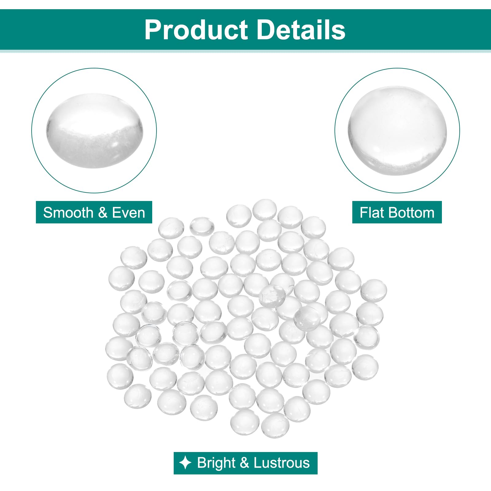 MECCANIXITY Cuentas de cristal, 100 piedras preciosas de cristal plano, transparentes, 1 libra (0.4-0.55 pulgadas), guijarros de cristal para rellenar jarrones, decoración de acuarios, manualidades