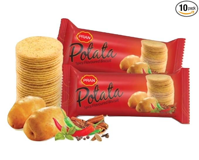Bangladesh Potato Spicy Flavoured Biscuit original imported - 75Gm Each Pack - Pack of 10