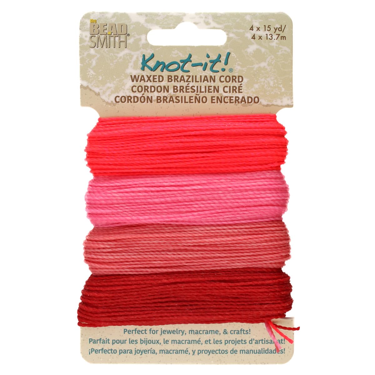 The Beadsmith Knot It Waxed Polyester Cord, Floral Vibes, 0.7mm Diameter, 4 Cords, 15 Yards Each, Make Jewelry, Macrame