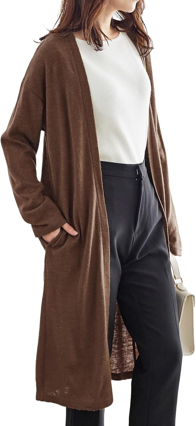 シンプルニットソー ロングカーディガン