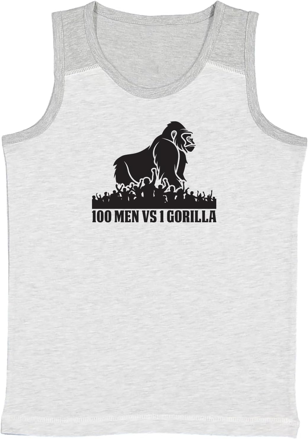 100 Men vs 1 Gorilla - Funny Meme Youth Contrast Back Tank Top